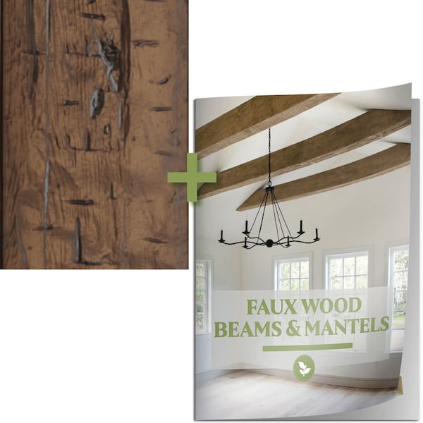 Ekena Millwork 10-inch x 7-inch SAMPLE - Hand Hewn Endurathane Faux Wood Beam w/ Catalog -Premium Aged Finish SAMPLE-KIT-BMHHZD - main